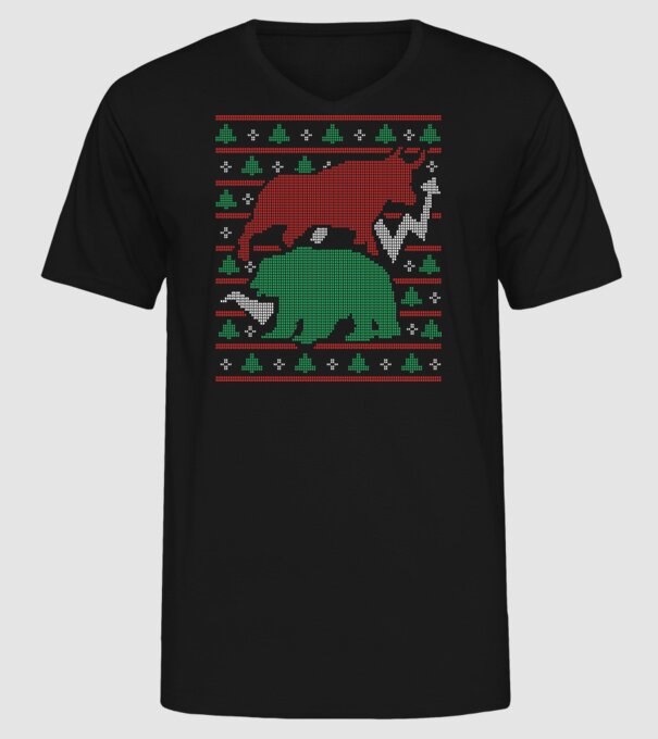 Pulover urât Bursa de valori model negru pe tricou