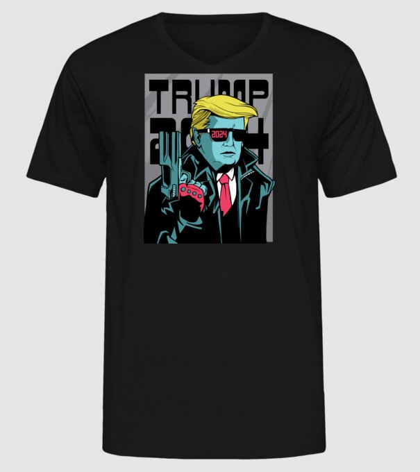 Trump Terminator 2024 model negru pe tricou