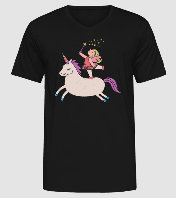 Zână Unicorn model negru pe tricou