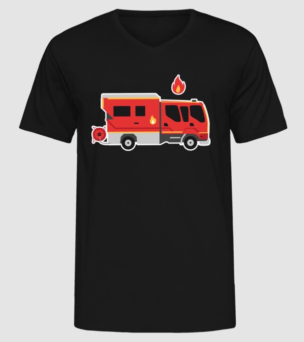 Mașină de pompieri model negru pe tricou