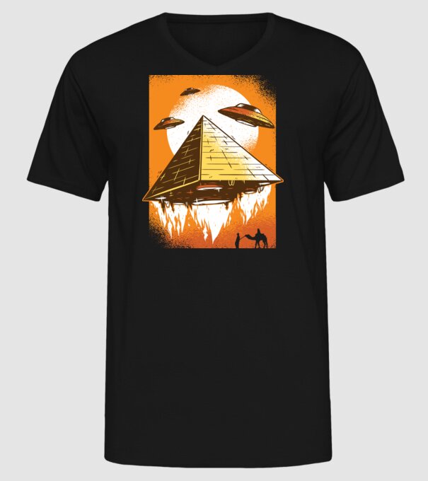 OZN Piramidă Alien model negru pe tricou