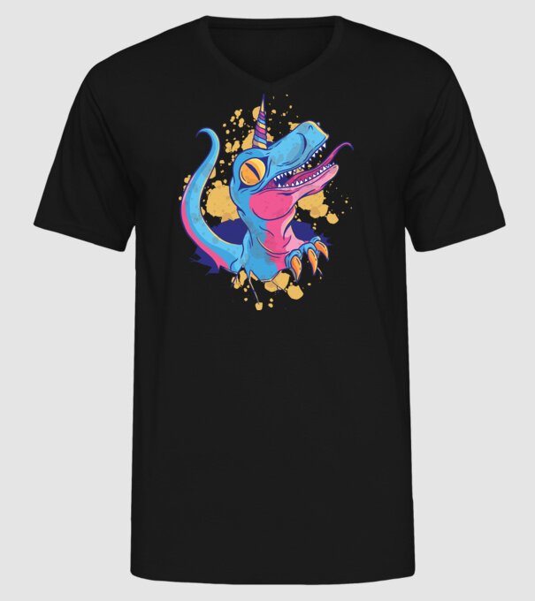 Unicornsaurus - Dinozaur Unicorn model negru pe tricou