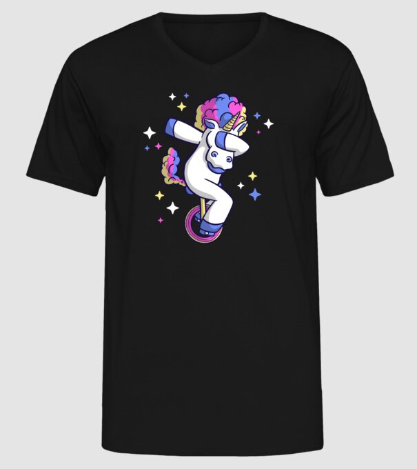 Unicorn pe monociclu model negru pe tricou