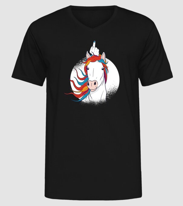 Unicorn Fuck Off model negru pe tricou