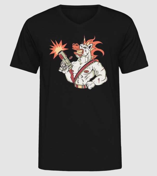 Unicorn Războinic model negru pe tricou
