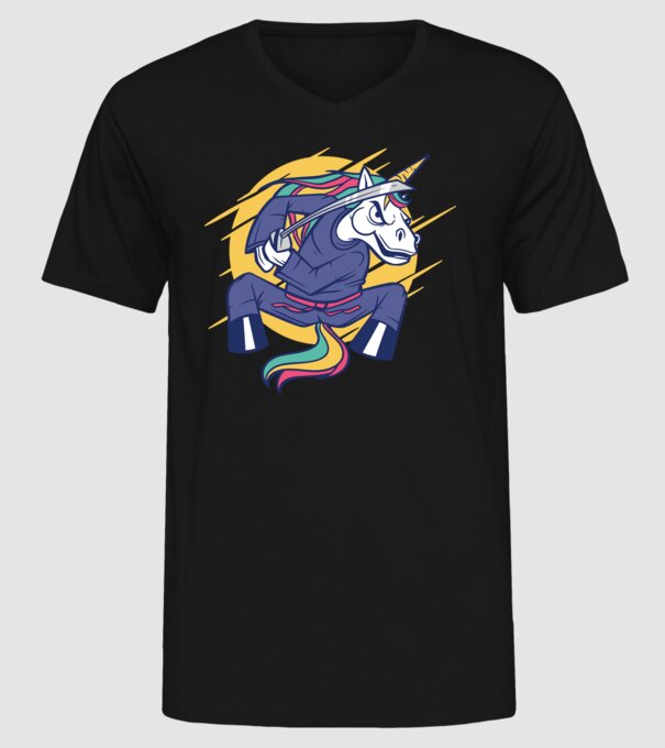 Unicorn Ninja model negru pe tricou