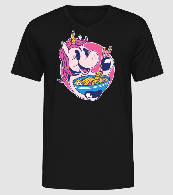 Unicorn Ramen model negru pe tricou