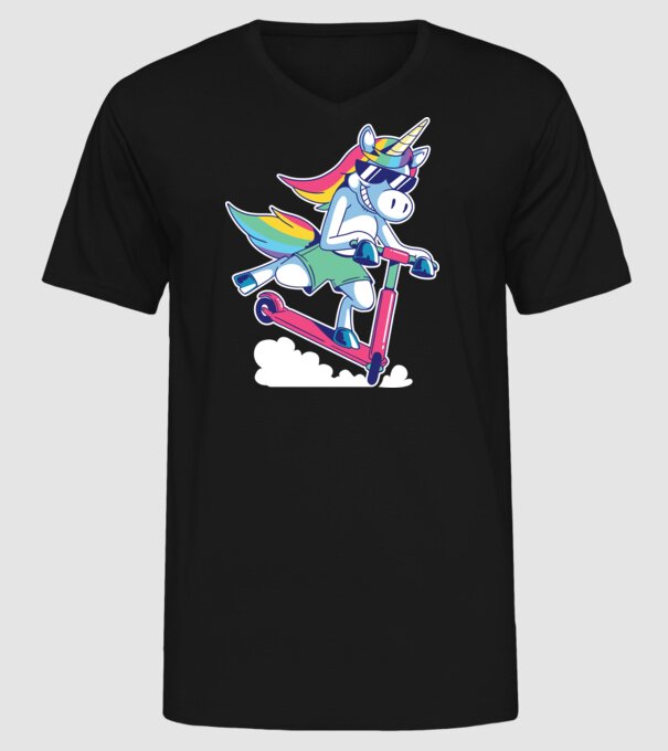 Unicorn cu trotinetă tricou amuzant model negru pe tricou