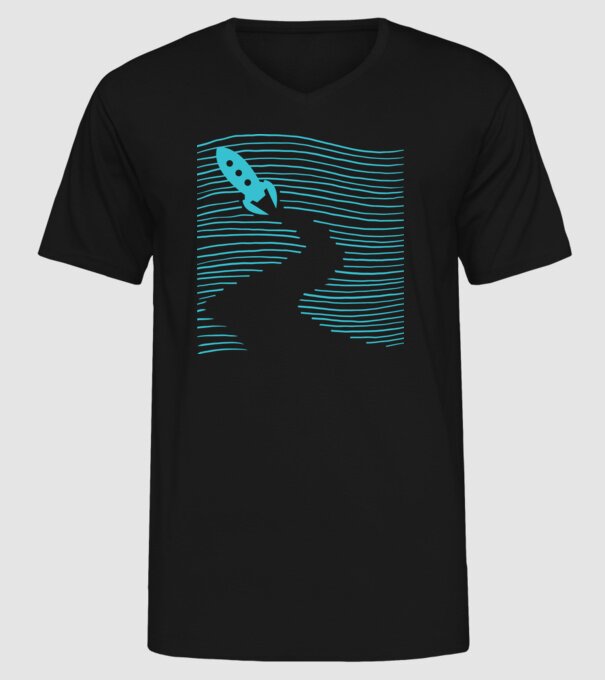 Navă spațială model negru pe tricou