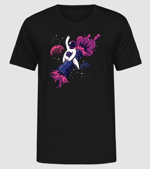 Astronaut Bazooka Rodeo model negru pe tricou