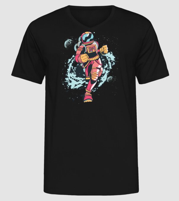 Alergare Astronaut model negru pe tricou