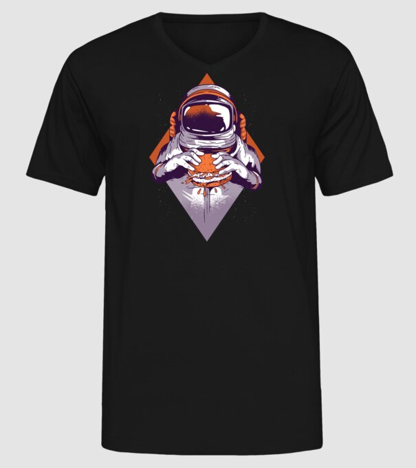 Hamburger Astronaut model negru pe tricou