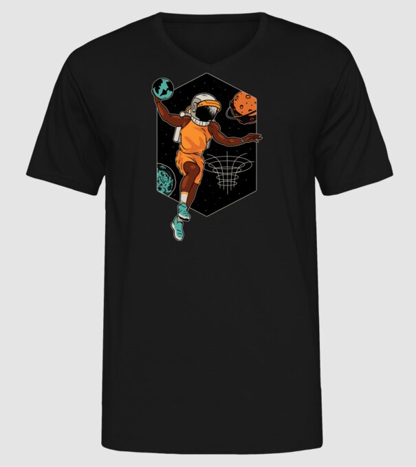 Astronaut Baschetbalist model negru pe tricou