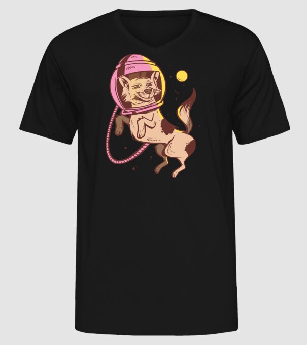 Câine Astronaut model negru pe tricou