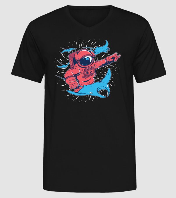 Diavol de mare gigant Astronaut model negru pe tricou
