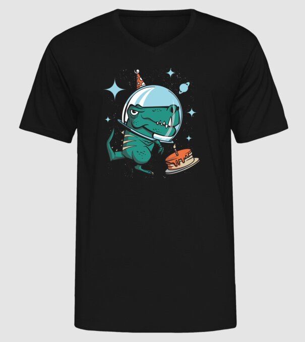 Astronaut T-rex Ziua de naștere model negru pe tricou