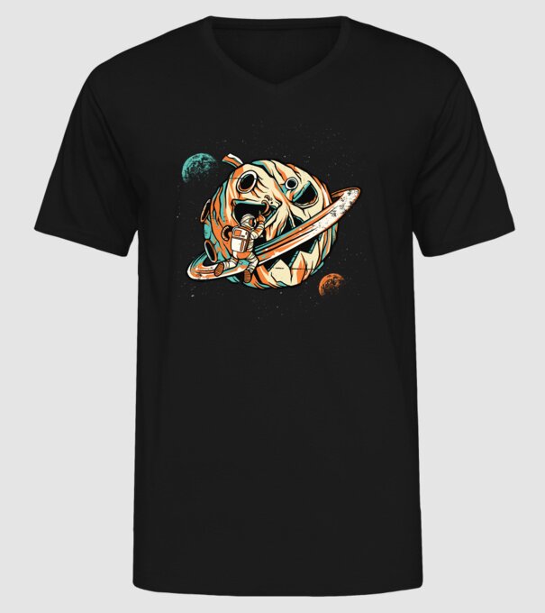 Astronaut cap de dovleac de Halloween model negru pe tricou