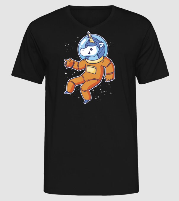 Unicorn Astronaut model negru pe tricou