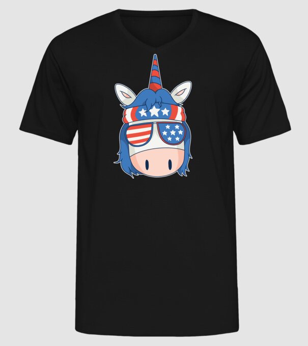 SUA unicorn model negru pe tricou