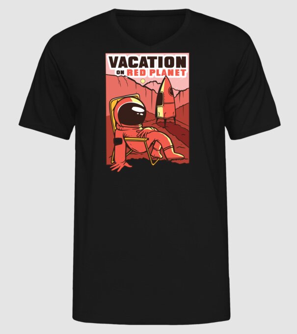 Vacanță pe Marte model negru pe tricou