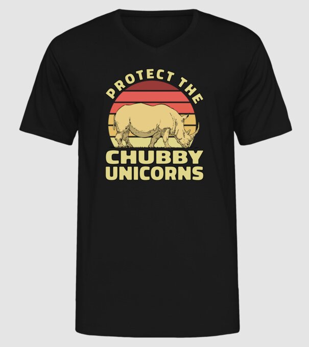 Protejați Unicornii - Rinocerii plinuți model negru pe tricou