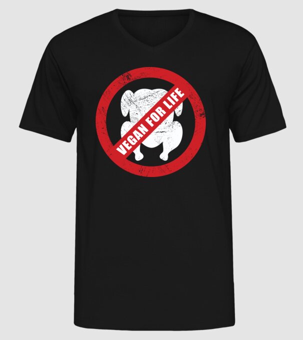 Vegan pe viață model negru pe tricou