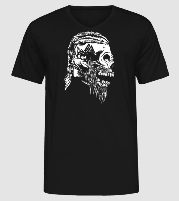 Craniu Viking model negru pe tricou