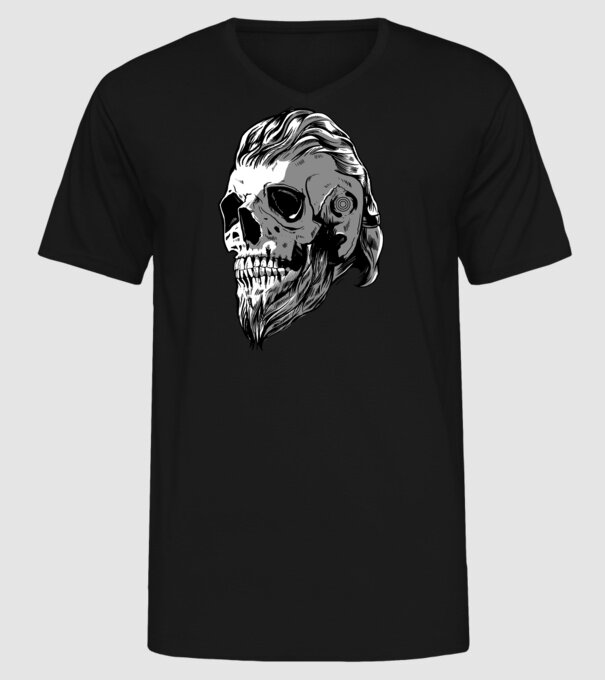 Craniu Viking model negru pe tricou