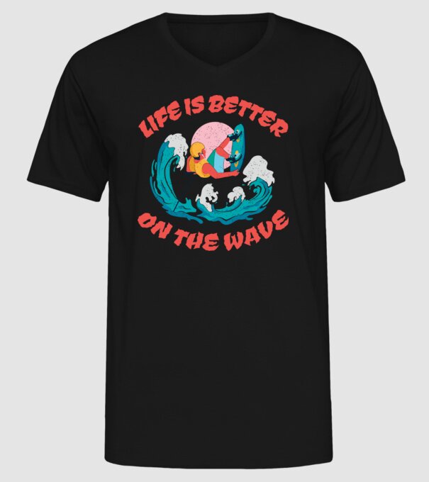 Wakeboard - Life is better on the wave model negru pe tricou