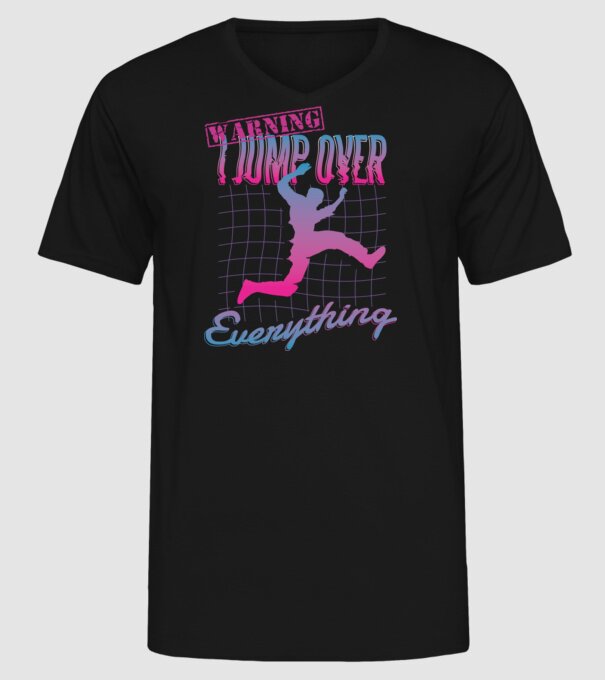 Warning I Jump over everything Parkour model negru pe tricou