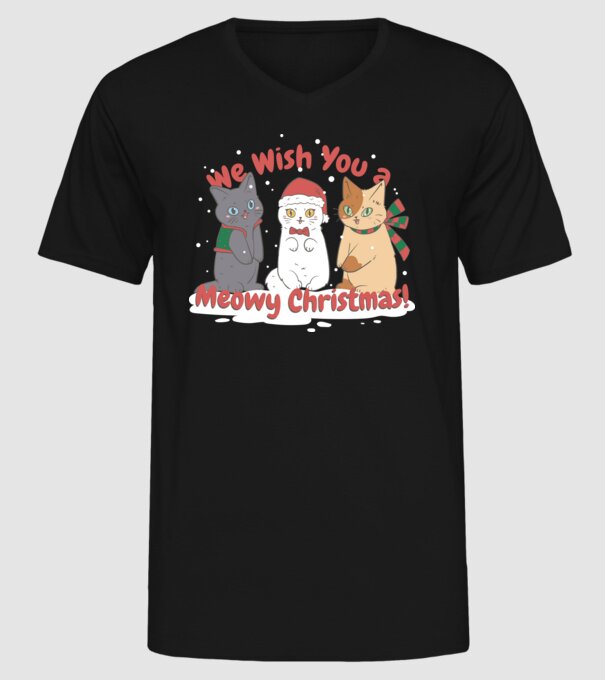 We wish You a Meowy Christmas model negru pe tricou