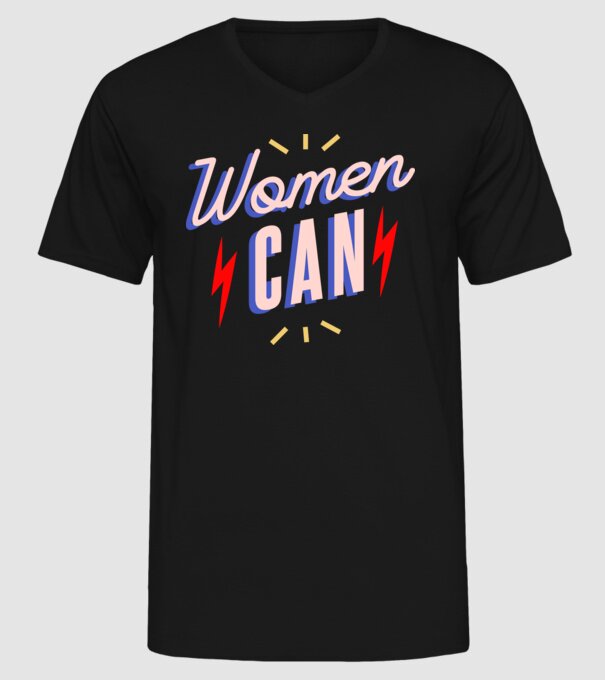 Women Can de Ziua Femeii model negru pe tricou