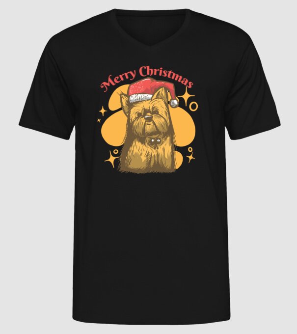 Crăciun Yorkie model negru pe tricou