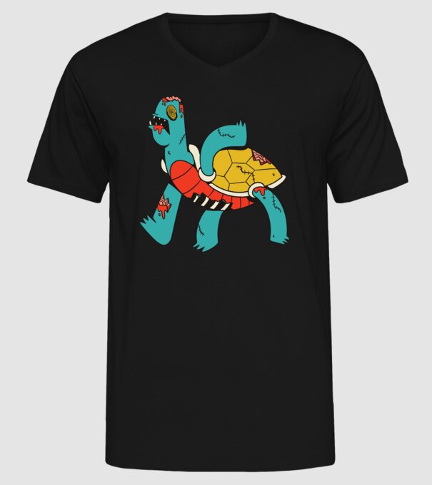 Broască țestoasă Zombie model negru pe tricou