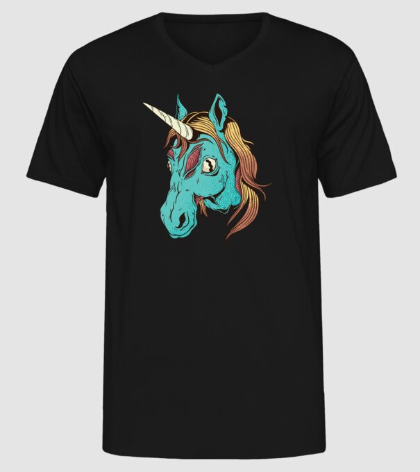 Unicorn Zombie model negru pe tricou