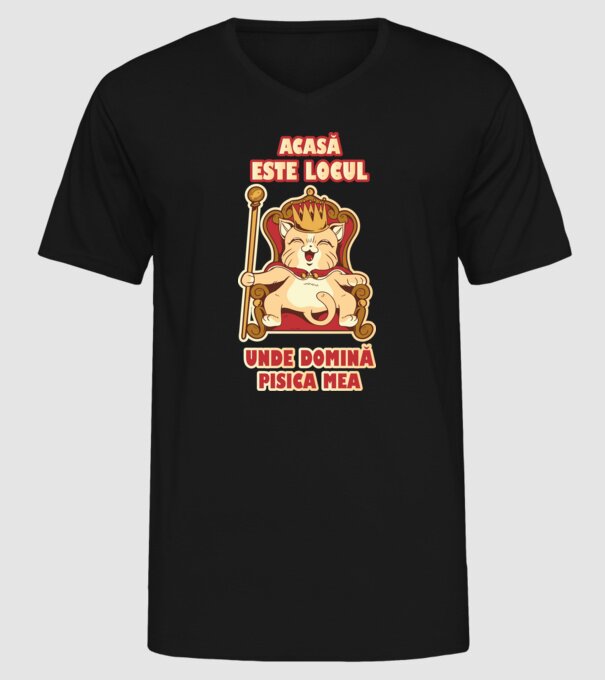 acasă este locul unde domină pisica mea model negru pe tricou