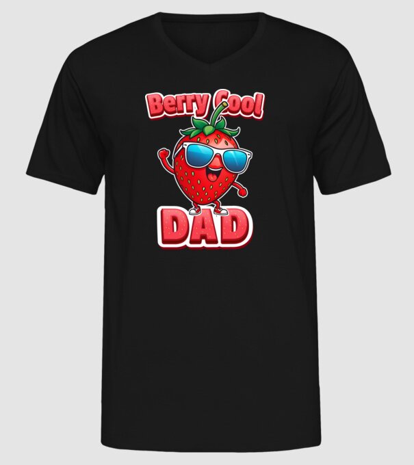 Berry Cool Dad Strawberry model negru pe tricou