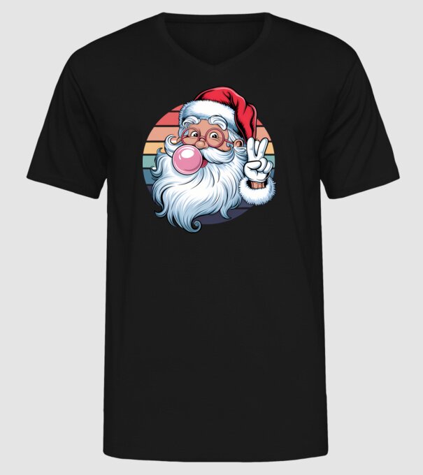 Bubble gum santa model negru pe tricou