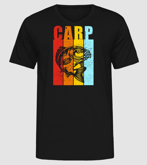 Carp Pescuit model negru pe tricou