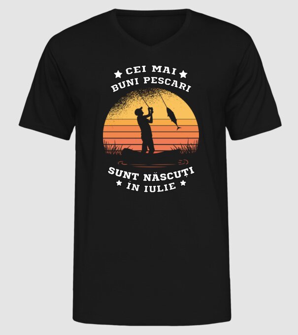 Cei mai buni Pescari sunt născuți în Iulie model negru pe tricou