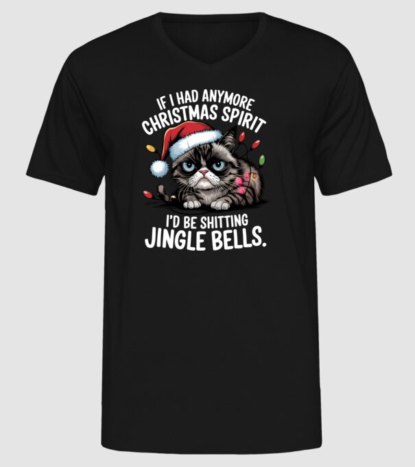 Christmas Spirit Grumpy Cat Negru model negru pe tricou