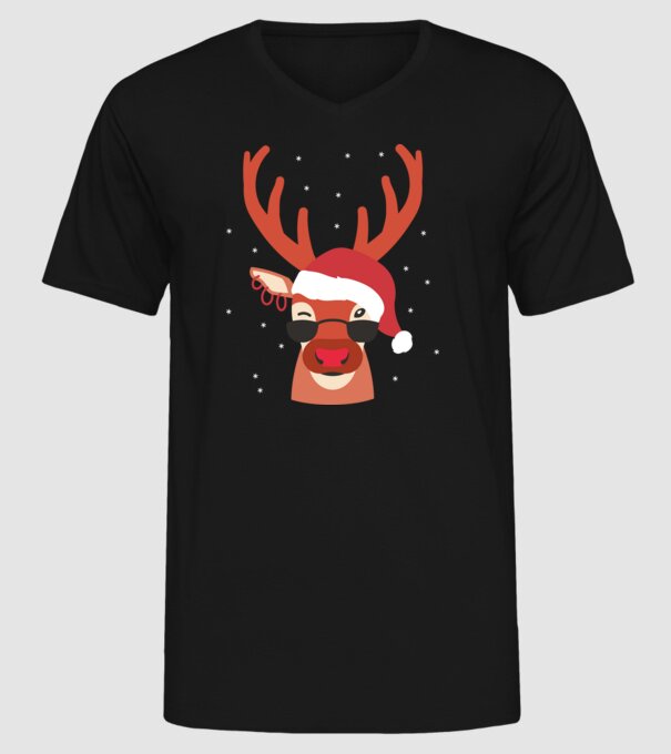 Cool Reindeer Rudolph model negru pe tricou