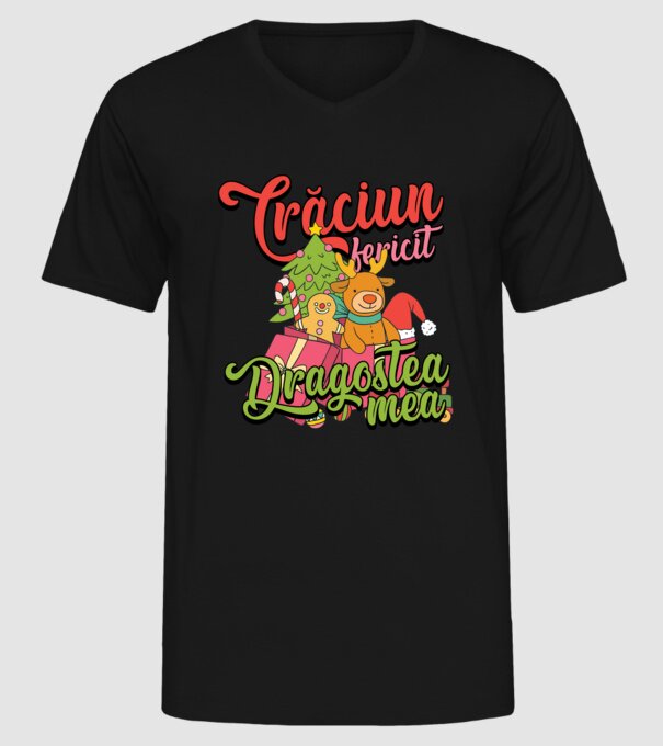 CRĂCIUN FERICIT DRAGOSTEA MEA model negru pe tricou