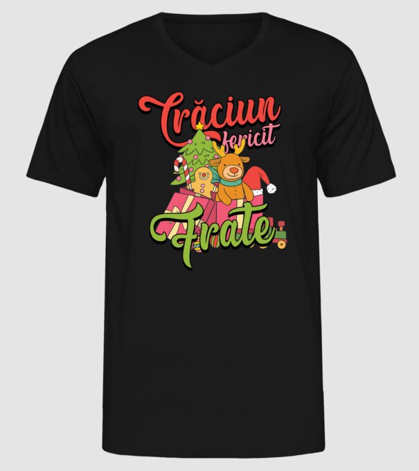 CRĂCIUN FERICIT FRATE / SORĂ model negru pe tricou