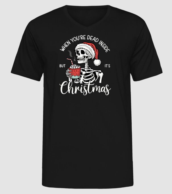 Dead inside, but it's christmas Negru model negru pe tricou