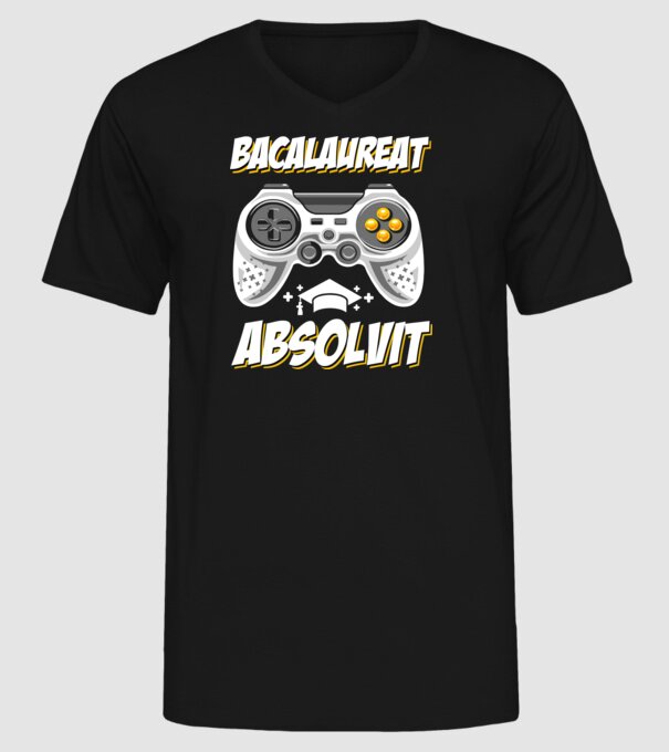Gameri şcoală Bacalaureat model negru pe tricou