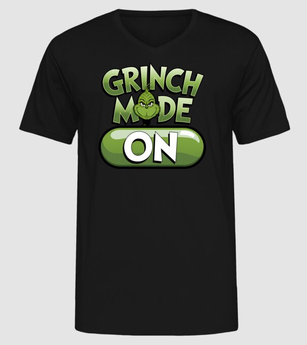 Grinch mode ON model negru pe tricou