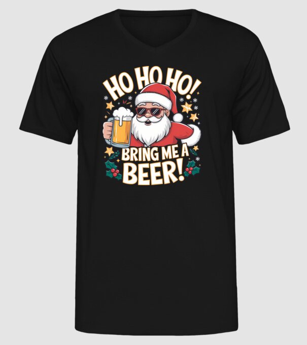 HO HO HO bring me a BEER santa Negru model negru pe tricou