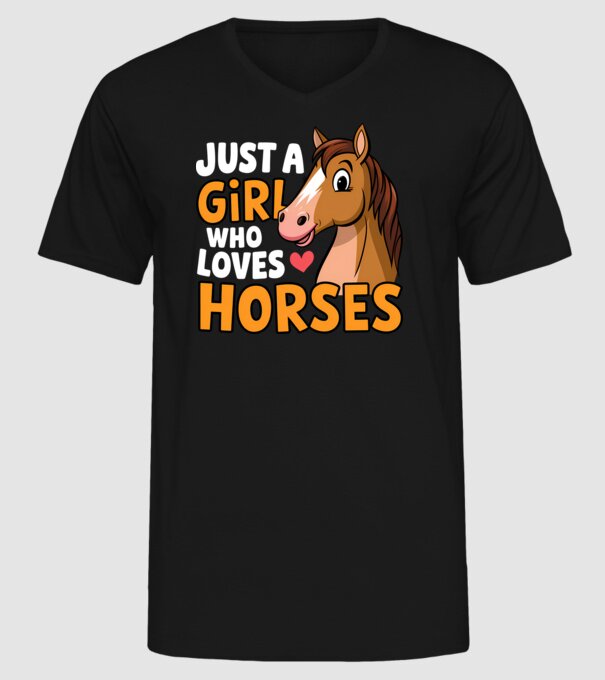 Just a girl who loves horses Negru model negru pe tricou