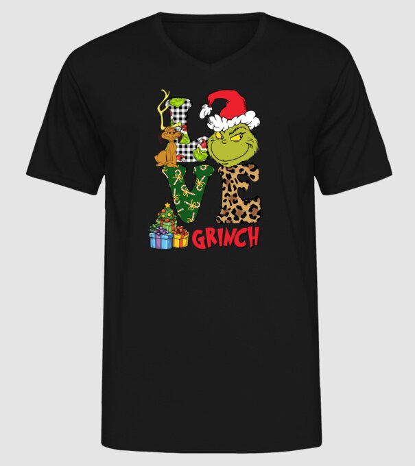 Love Grinch model negru pe tricou
